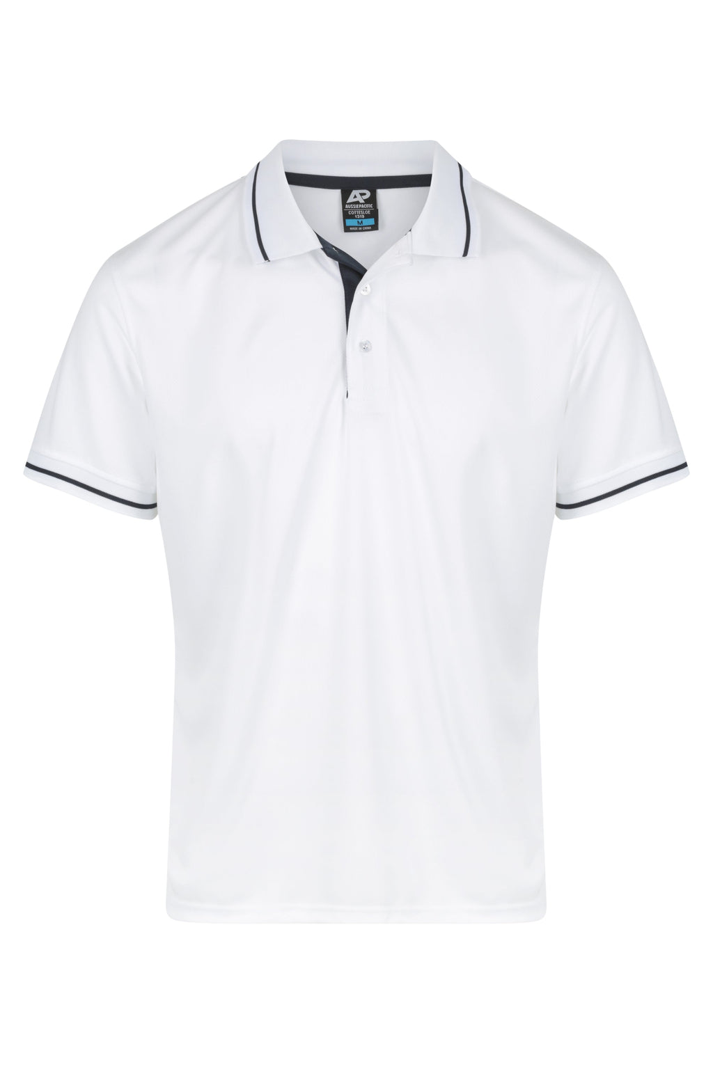 COTTESLOE MENS POLOS - WHITE/NAVY