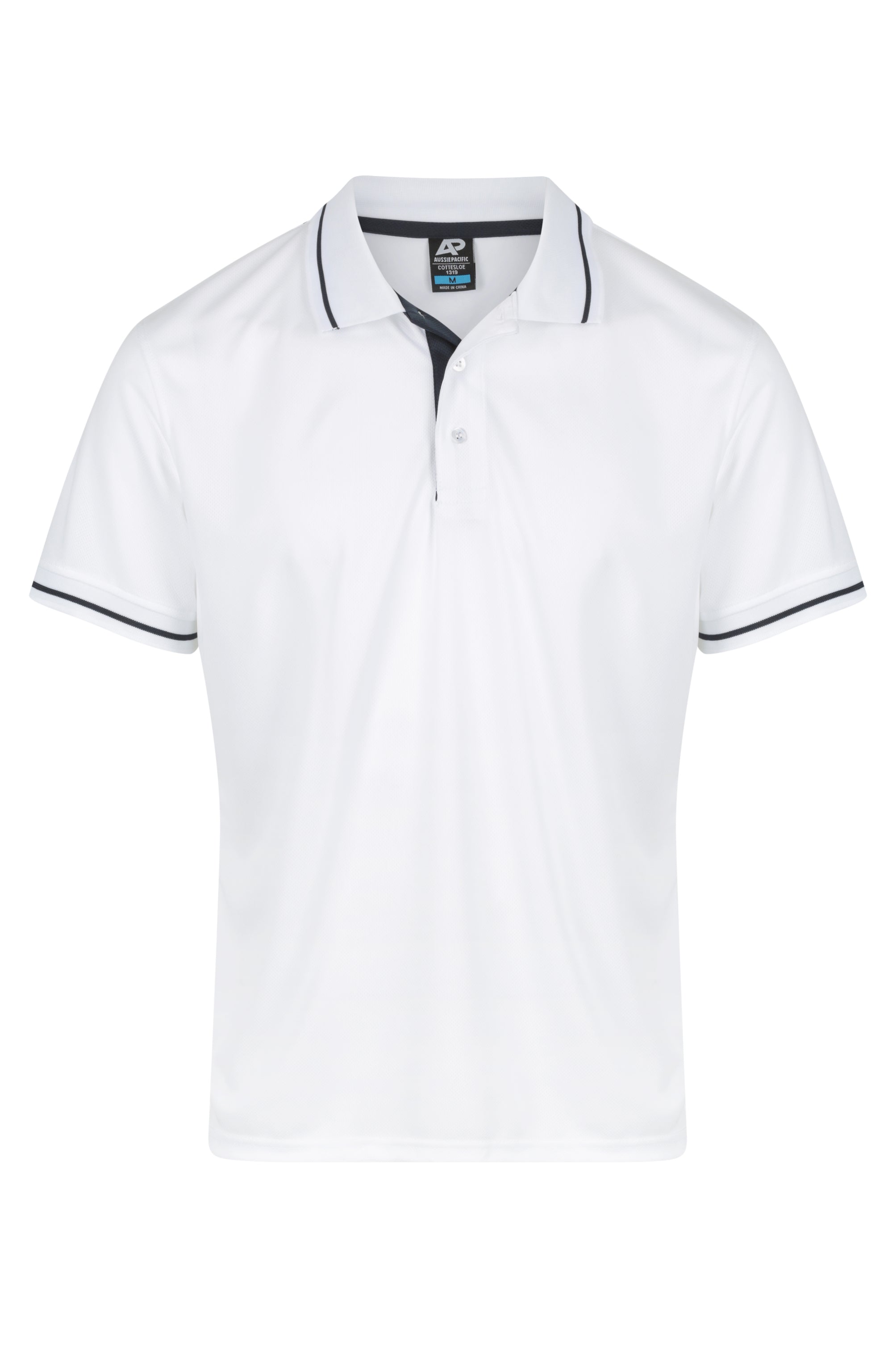 COTTESLOE MENS POLOS - WHITE/NAVY