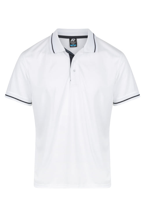 COTTESLOE MENS POLOS - WHITE/NAVY