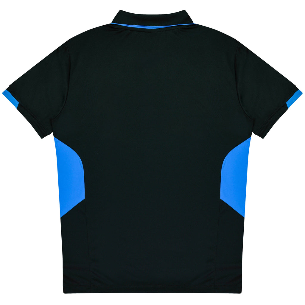 TASMAN KIDS POLOS - BLACK/CYAN