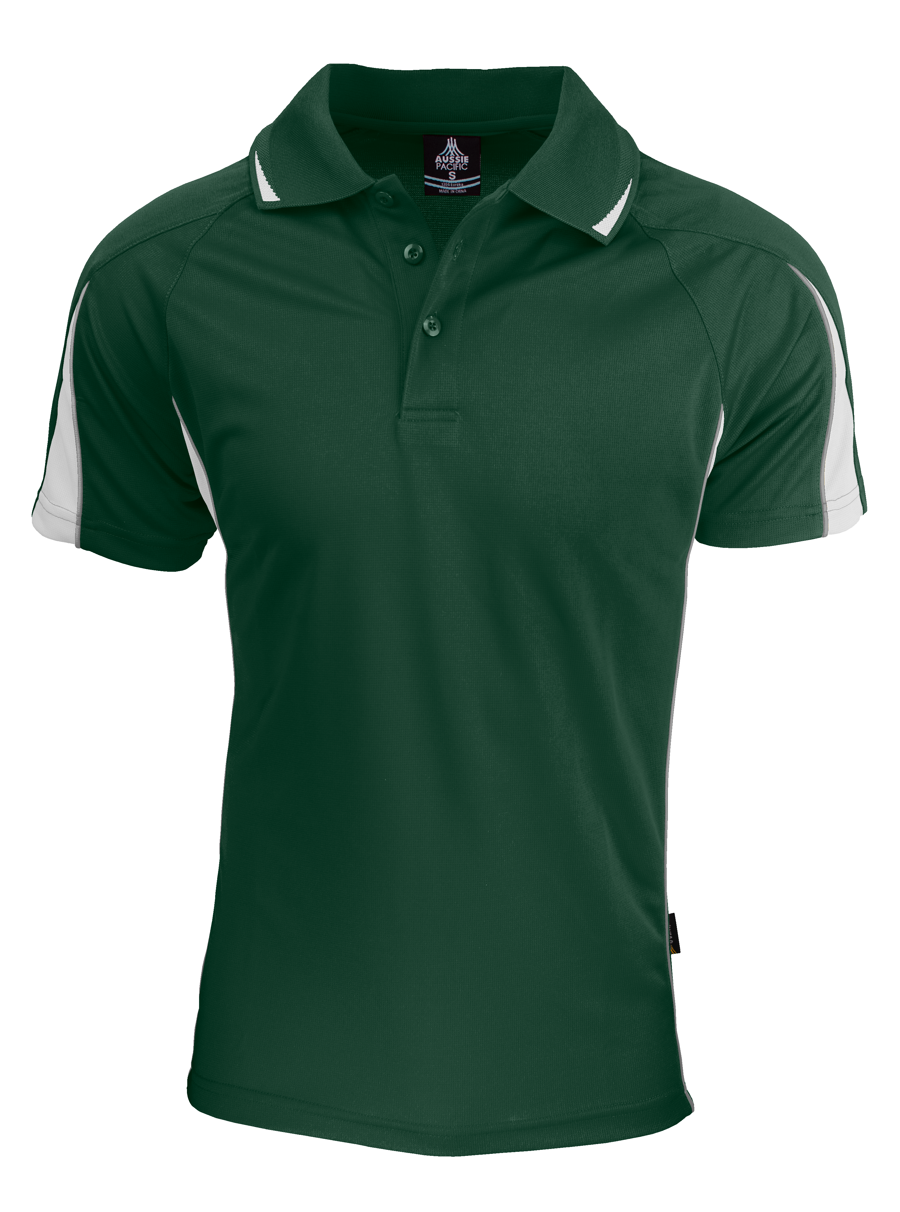EUREKA MENS POLOS - BOTTLE/WHITE
