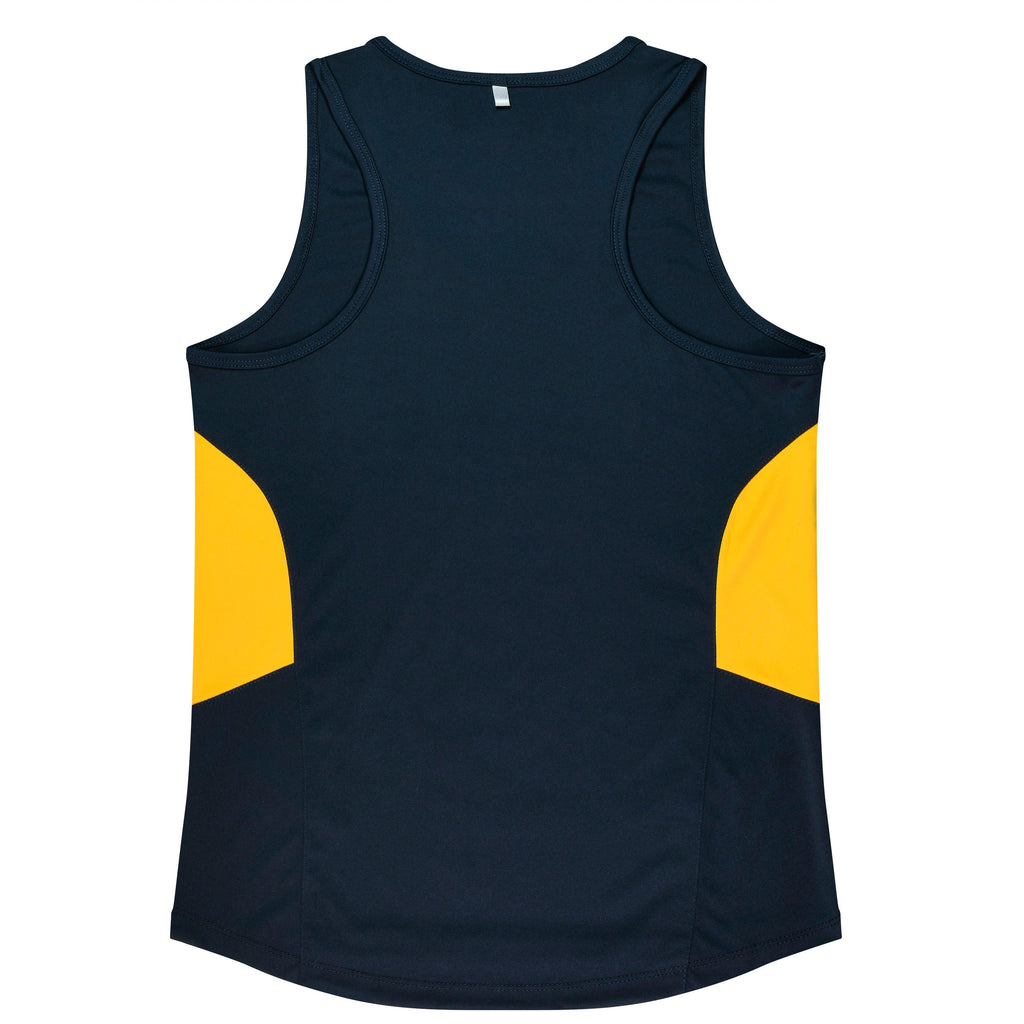 TASMAN LADY SINGLETS - NAVY/GOLD