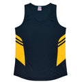 TASMAN LADY SINGLETS - NAVY/GOLD