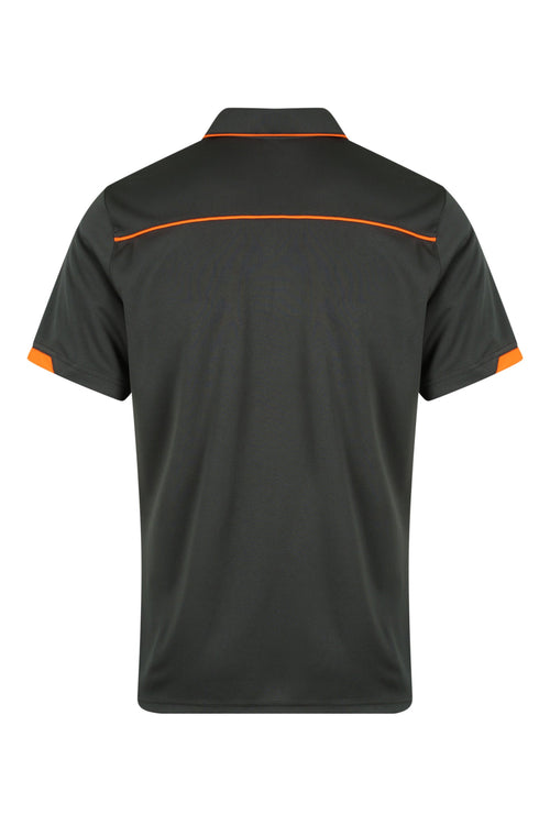 CURRUMBIN MENS POLOS - SLATE/HI VIZ ORANGE