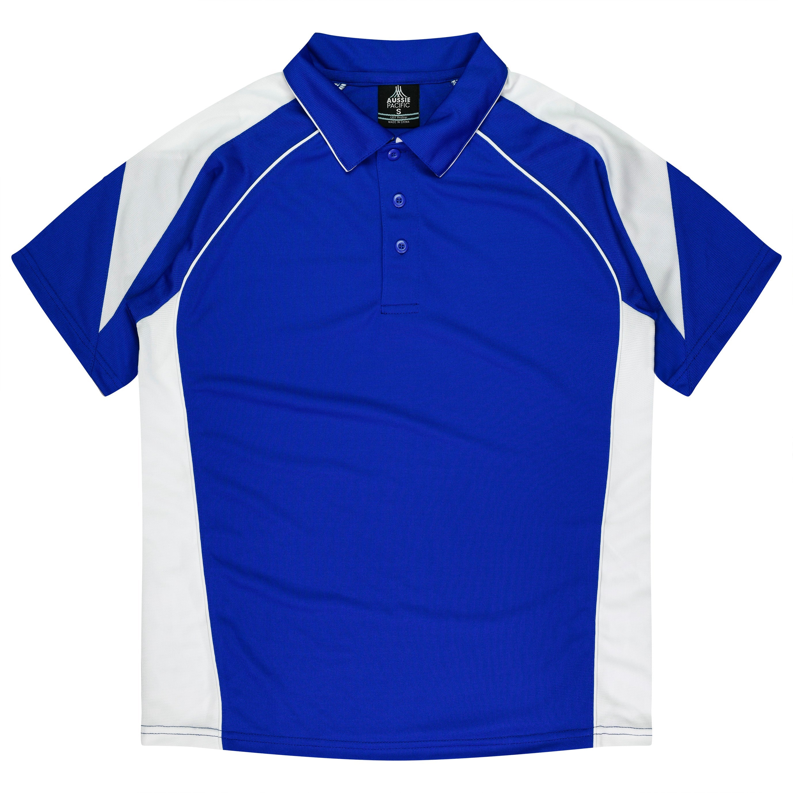 PREMIER KIDS POLOS - ROYAL/WHITE