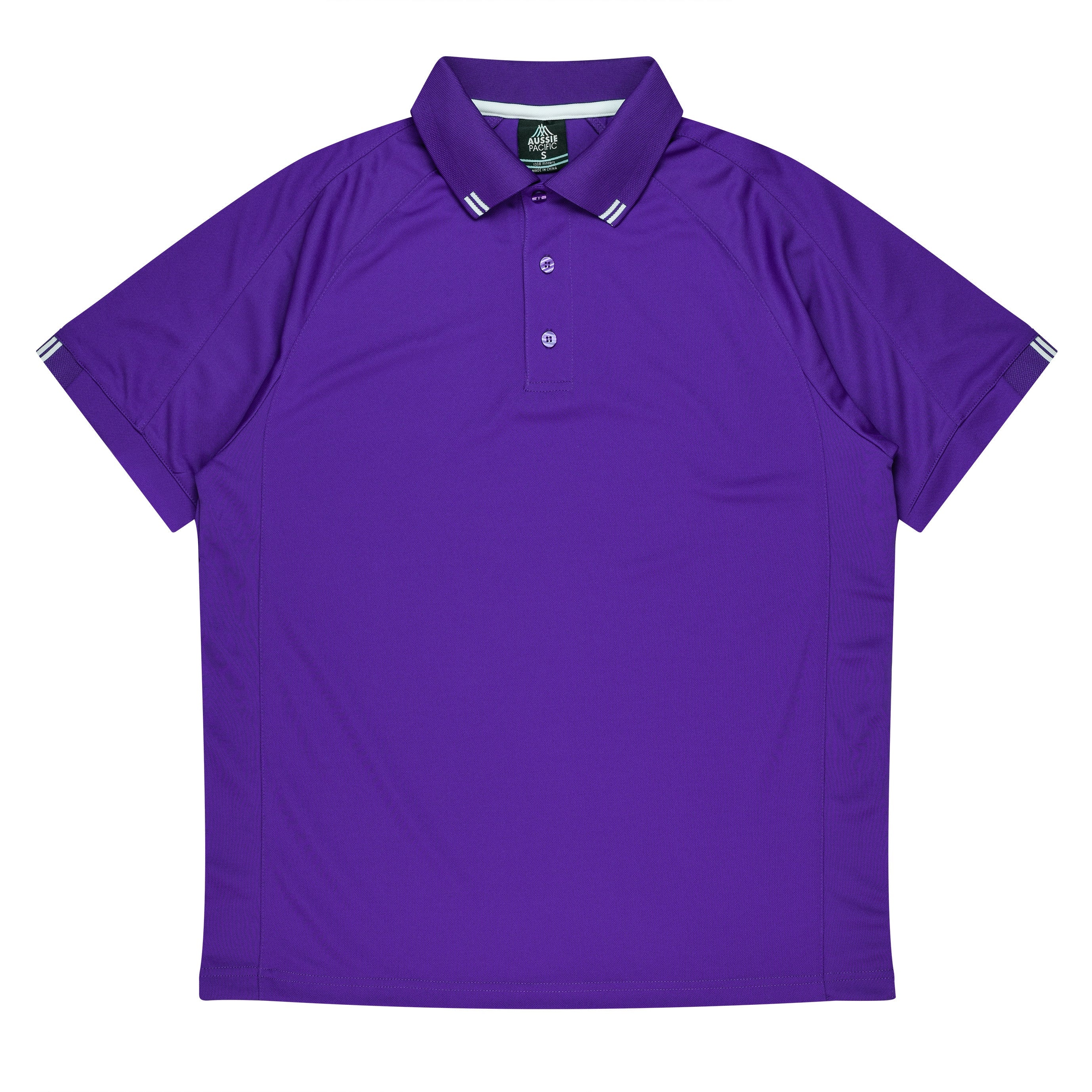 FLINDERS MENS POLOS - PURPLE/WHITE