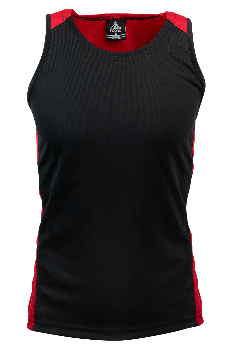 PREMIER MENS SINGLETS - BLACK/RED