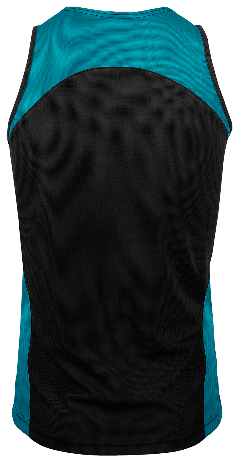 PREMIER MENS SINGLETS - BLACK/TEAL