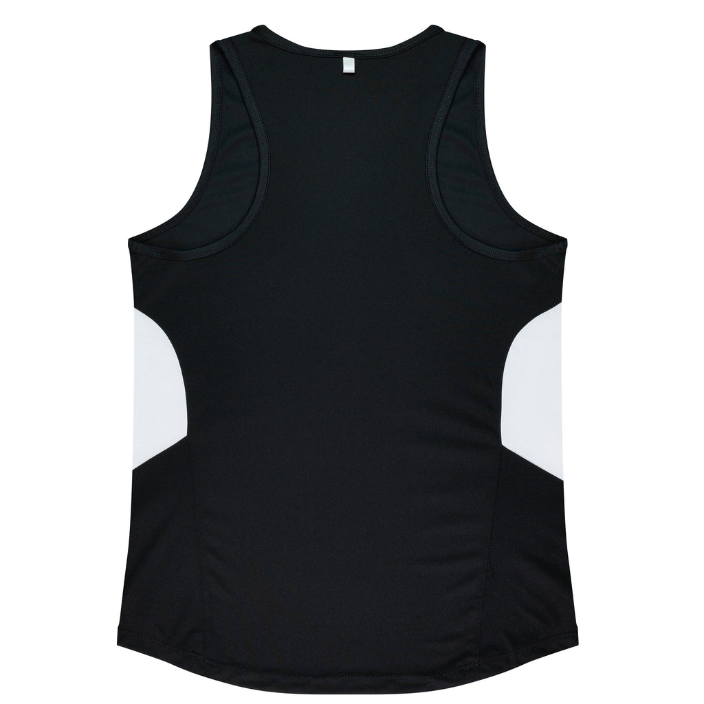 TASMAN LADY SINGLETS - BLACK/WHITE