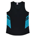 TASMAN LADY SINGLETS - BLACK/TEAL