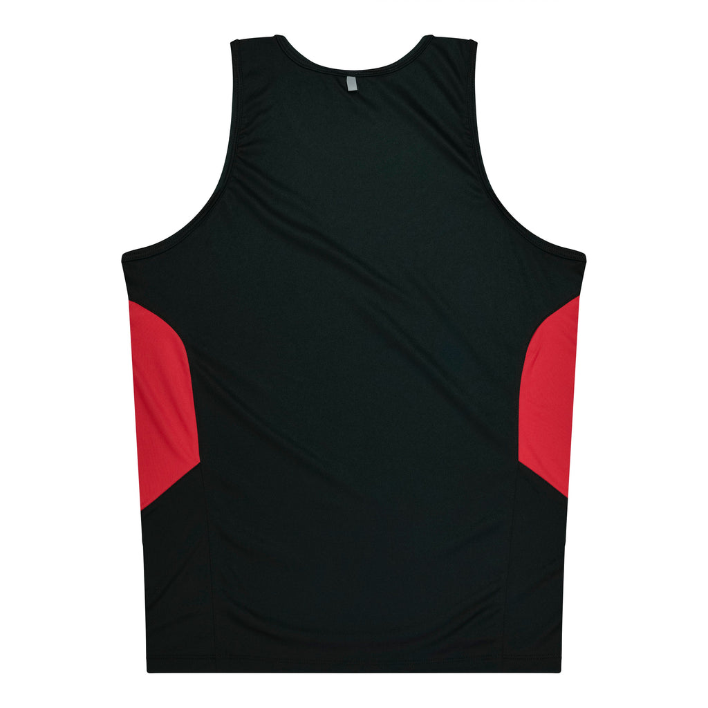 TASMAN MENS SINGLETS - BLACK/RED