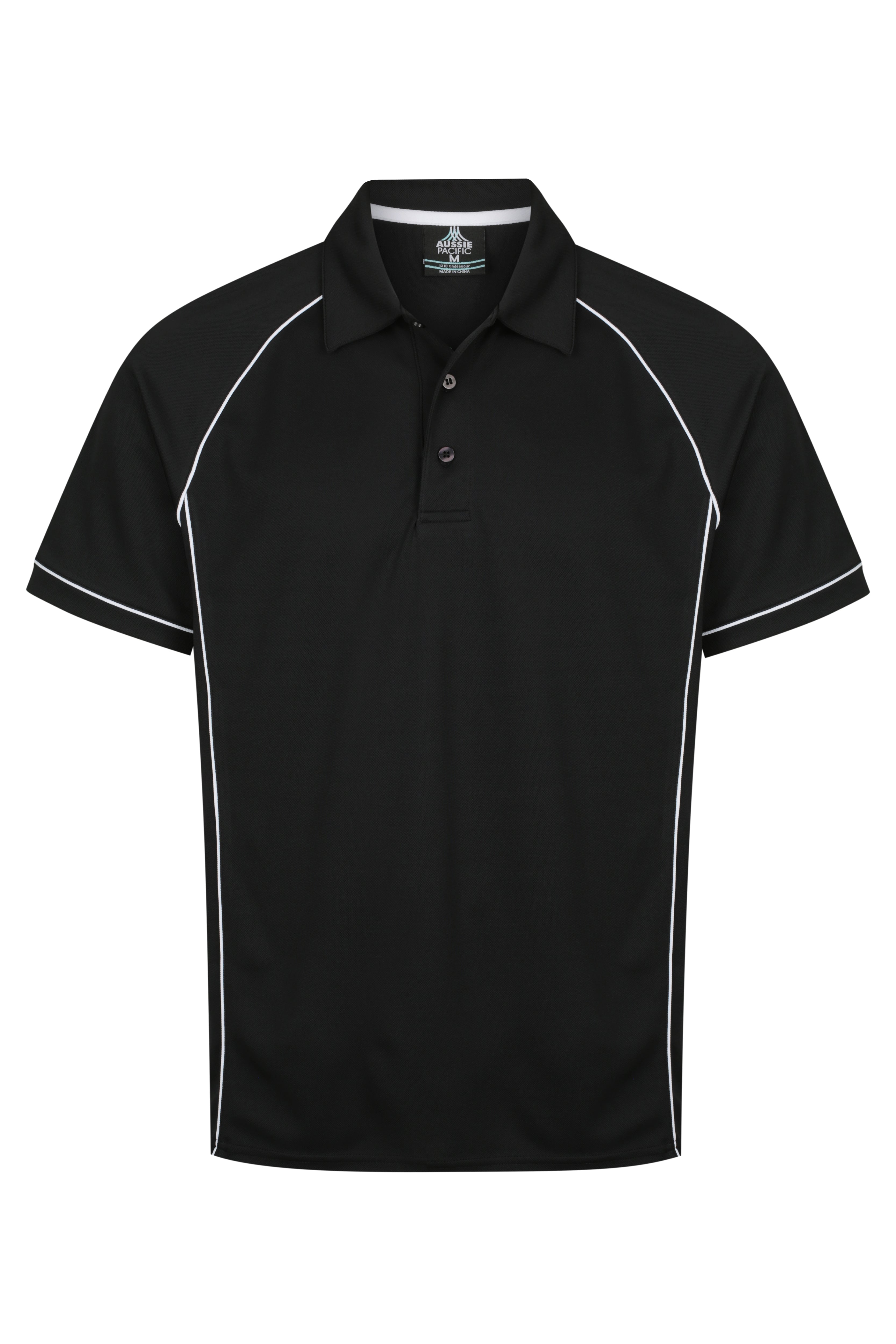 ENDEAVOUR MENS POLOS - BLACK/WHITE