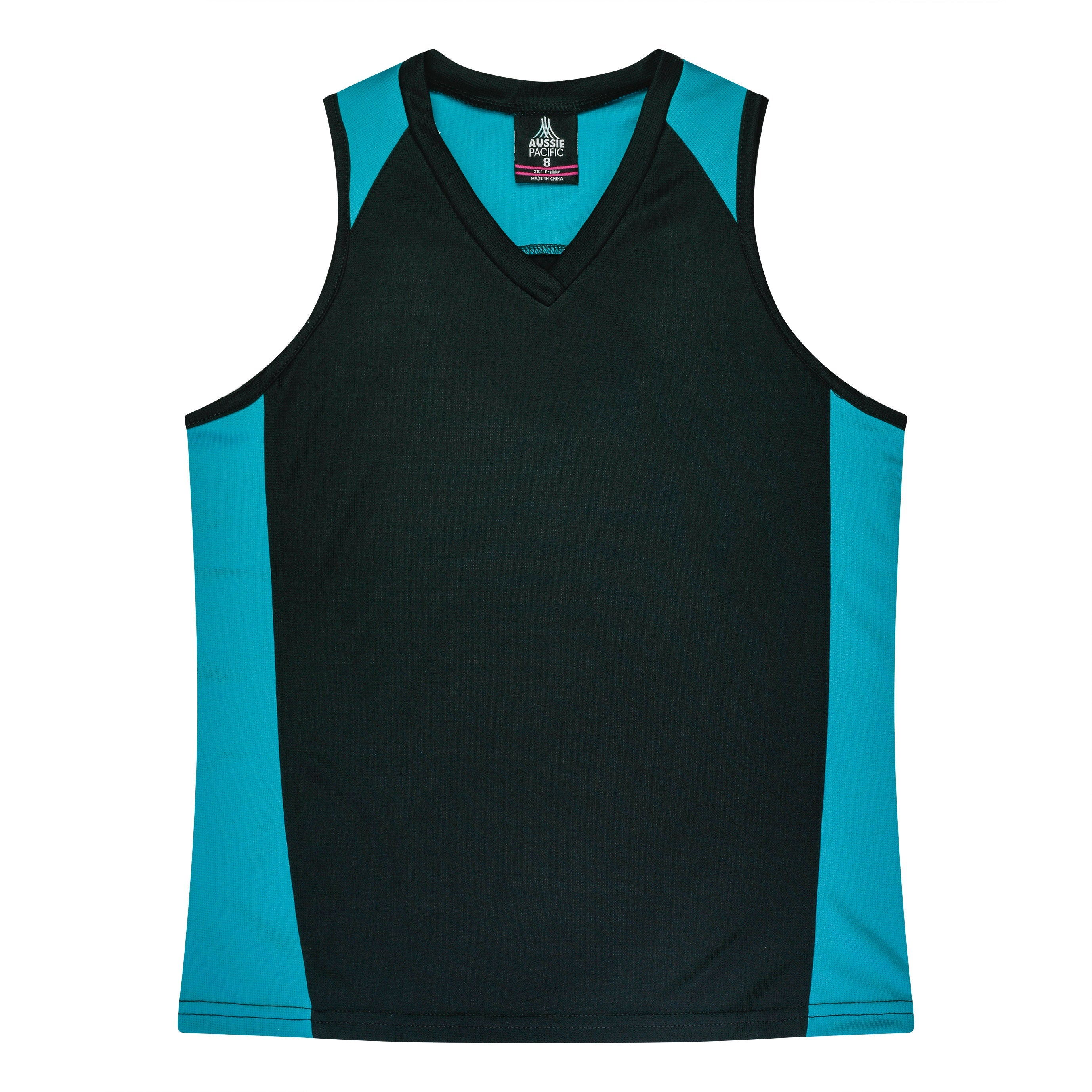 PREMIER LADY SINGLETS - BLACK/TEAL