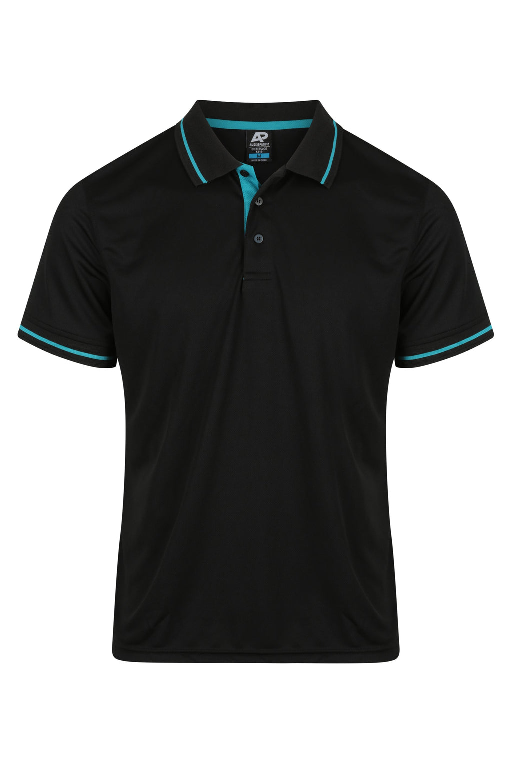 COTTESLOE MENS POLOS - BLACK/TEAL