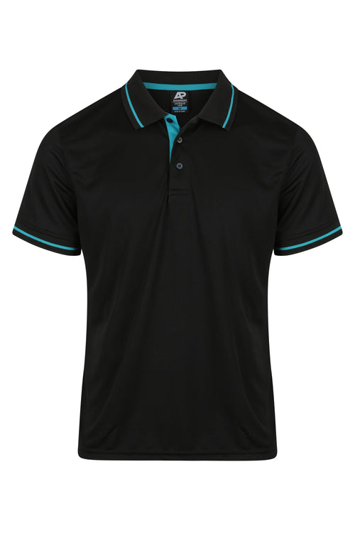 COTTESLOE MENS POLOS - BLACK/TEAL