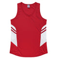 TASMAN LADY SINGLETS - RED/WHITE
