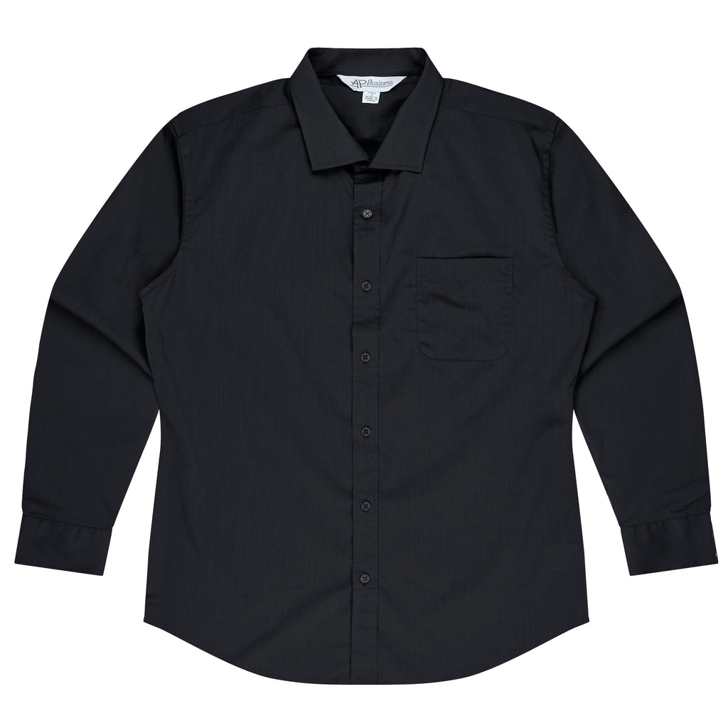 MOSMAN MENS SHIRT LONG SLEEVE - BLACK