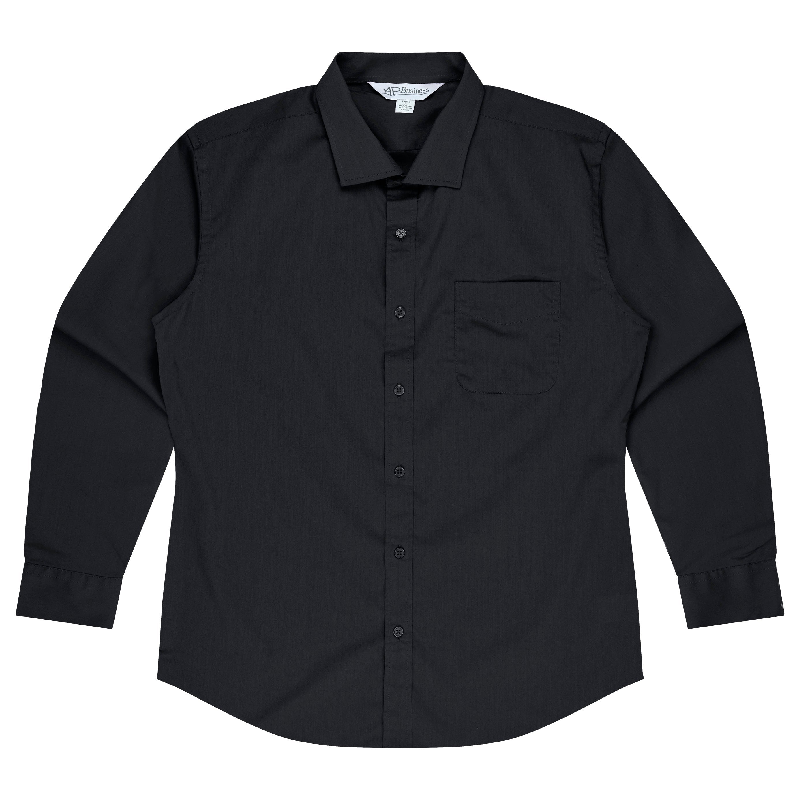 MOSMAN MENS SHIRT LONG SLEEVE - BLACK