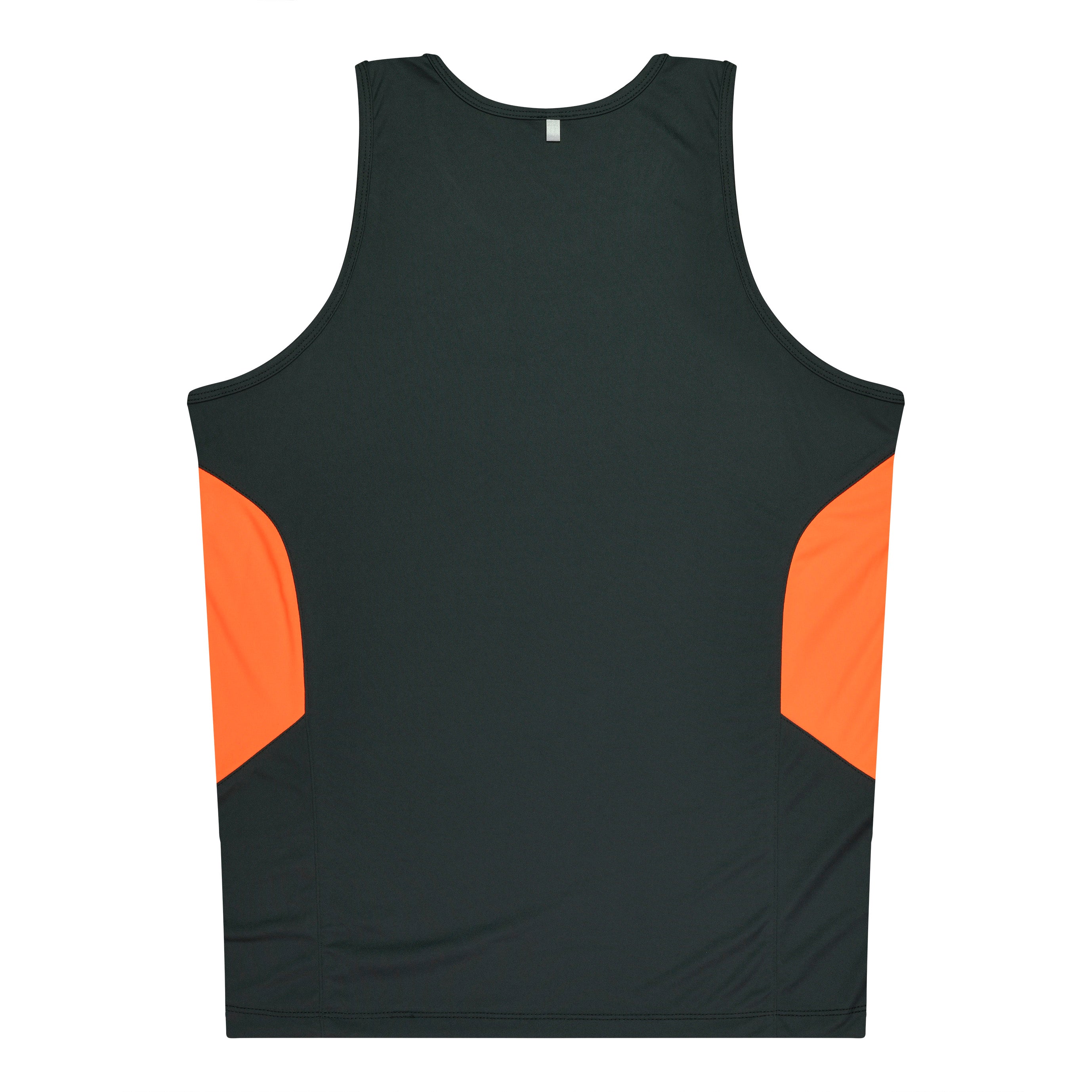 TASMAN MENS SINGLETS - SLATE/NEON ORANGE