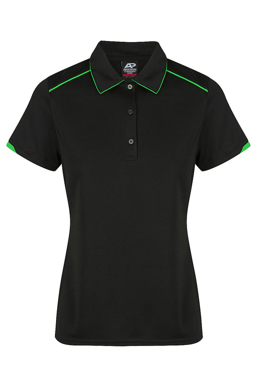 CURRUMBIN LADY POLOS - BLACK/KAWA GREEN