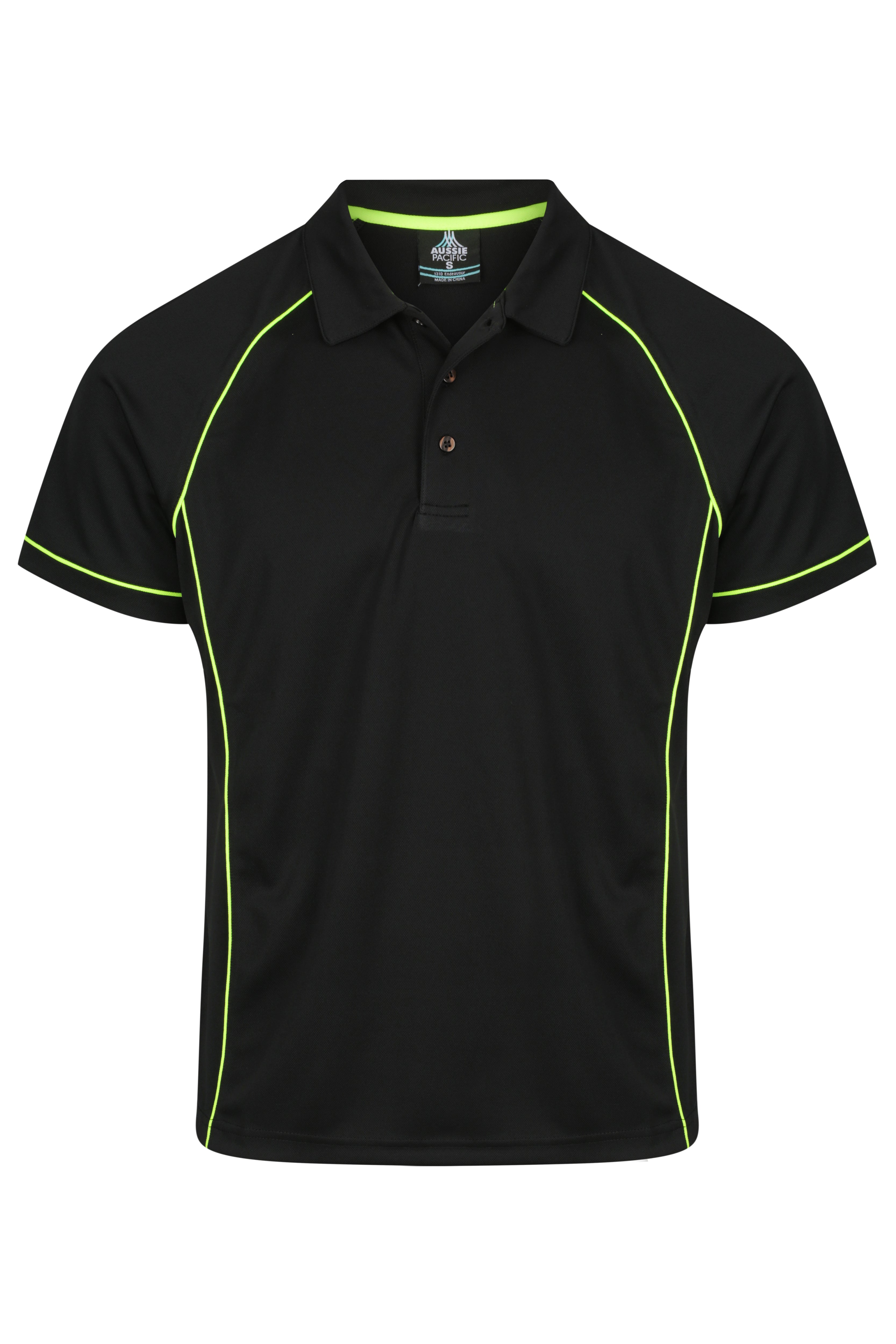 ENDEAVOUR MENS POLOS - BLACK/GREEN
