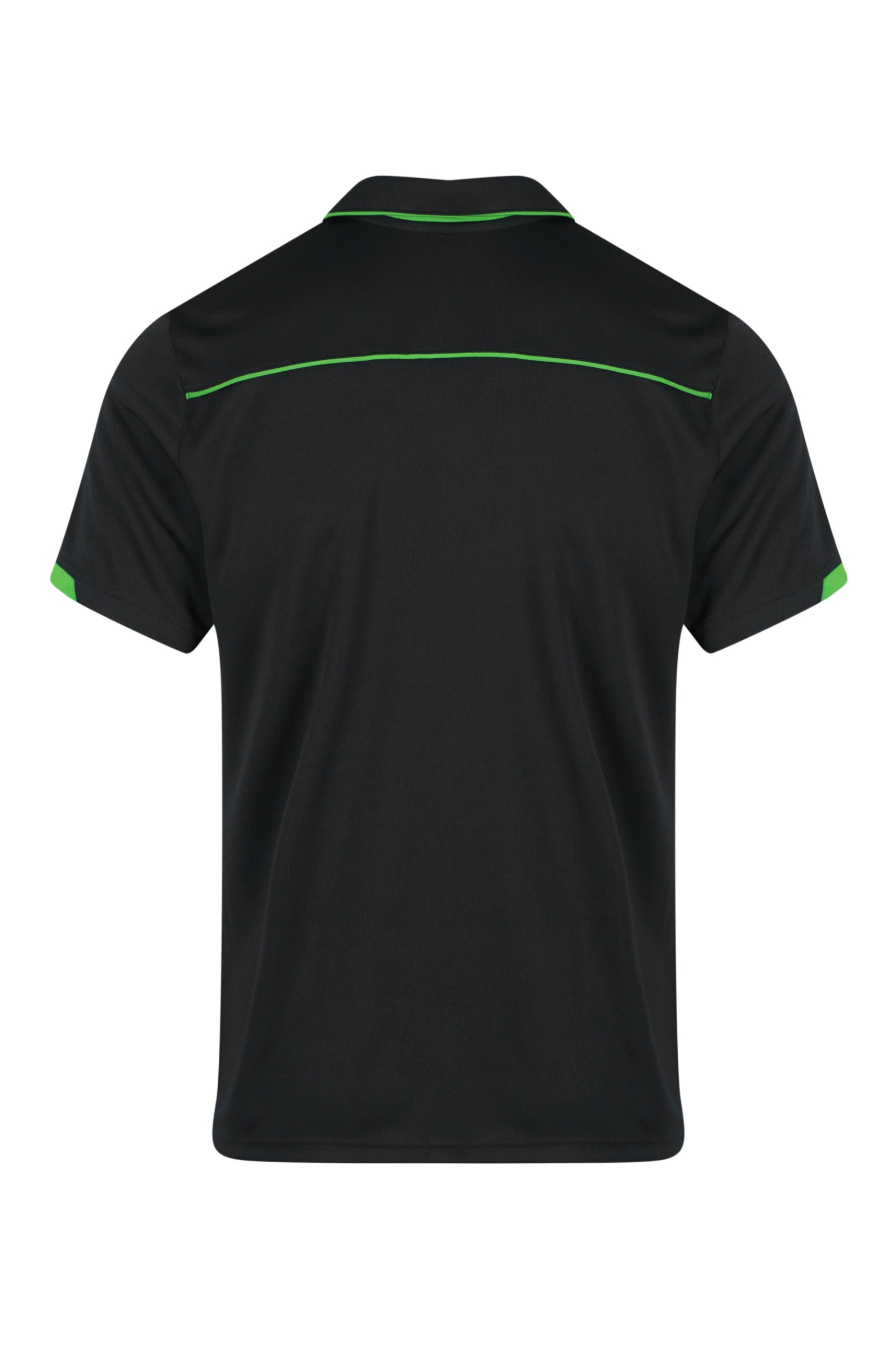 CURRUMBIN MENS POLOS - BLACK/KAWA GREEN