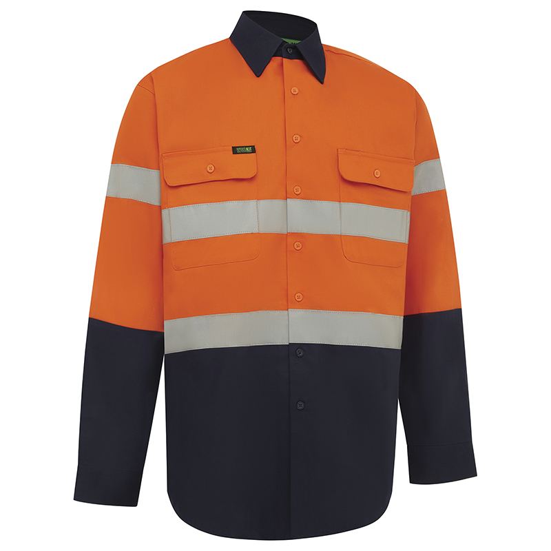 Hi Vis 2 Tone Regular Weight Taped Shirt Orange/Navy