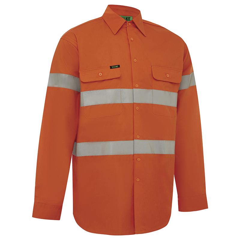 Hi Vis 2 Tone Regular Weight Taped Shirt Orange