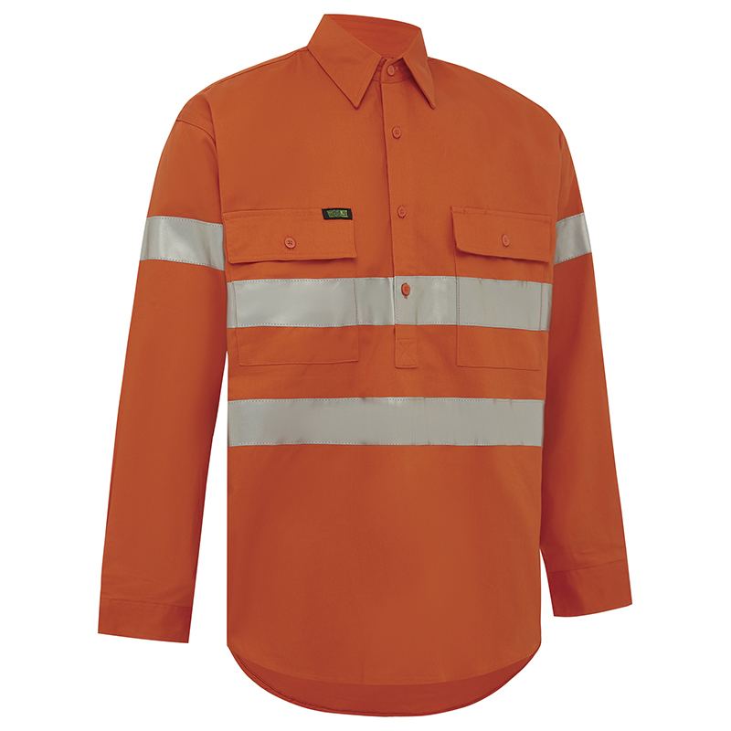 Hi Vis 2 Tone Closed Front Regular Weight Taped Shirt Orange
