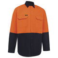 Hi Vis Lightweight Long Sleeve Adjustable Cuff Shirt Orange/Navy