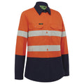Hi Vis Womens 2 Tone Lightweight Taped Shirt Orange/Navy