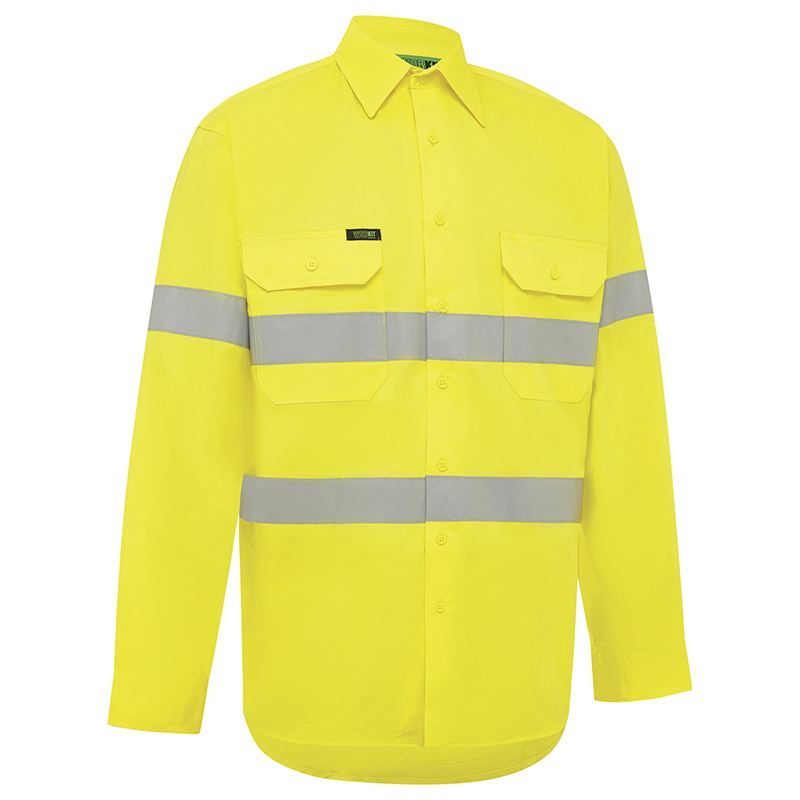 Hi Vis Lightweight Long Sleeve Adjustable Cuff Taped Shirt Yellow