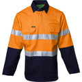 Hi Vis 2 Tone Closed Front Dual Weight Welders Taped Shirt Orange/Navy