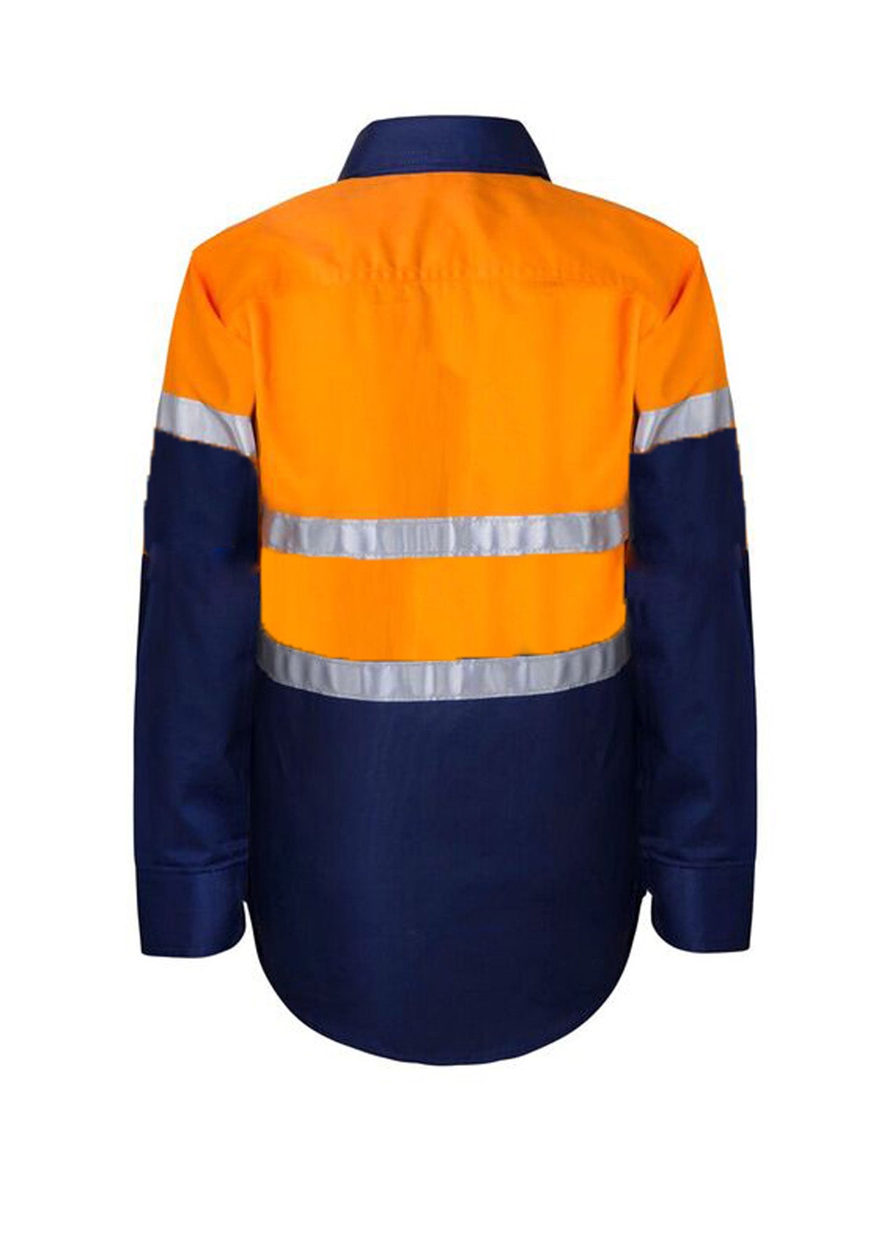 KIDS LIGHTWEIGHT HI VIS LONG SLEEVE REFLECTIVE COTTON DRILL SHIRT