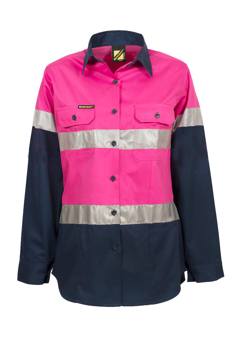 LADIES LIGHTWEIGHT HI VIS LONG SLEEVE VENTED REFLECTIVE COTTON DRILL SHIRT – NIGHT USE ONLY