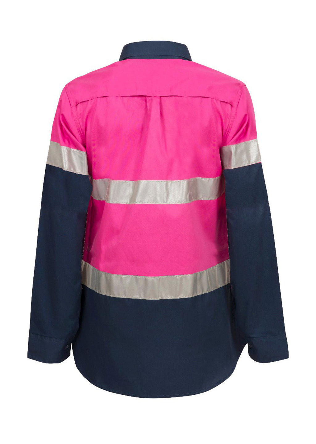LADIES LIGHTWEIGHT HI VIS LONG SLEEVE VENTED REFLECTIVE COTTON DRILL SHIRT – NIGHT USE ONLY