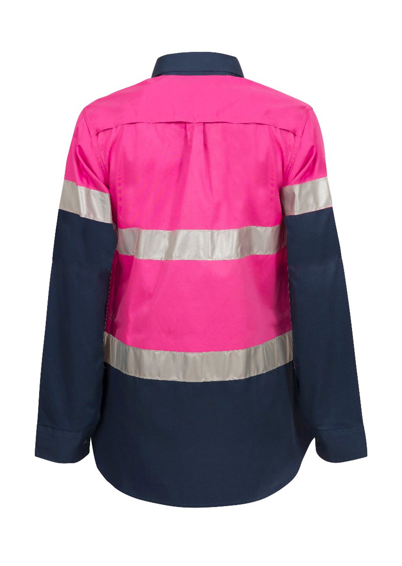 LADIES LIGHTWEIGHT HI VIS LONG SLEEVE VENTED REFLECTIVE COTTON DRILL SHIRT – NIGHT USE ONLY