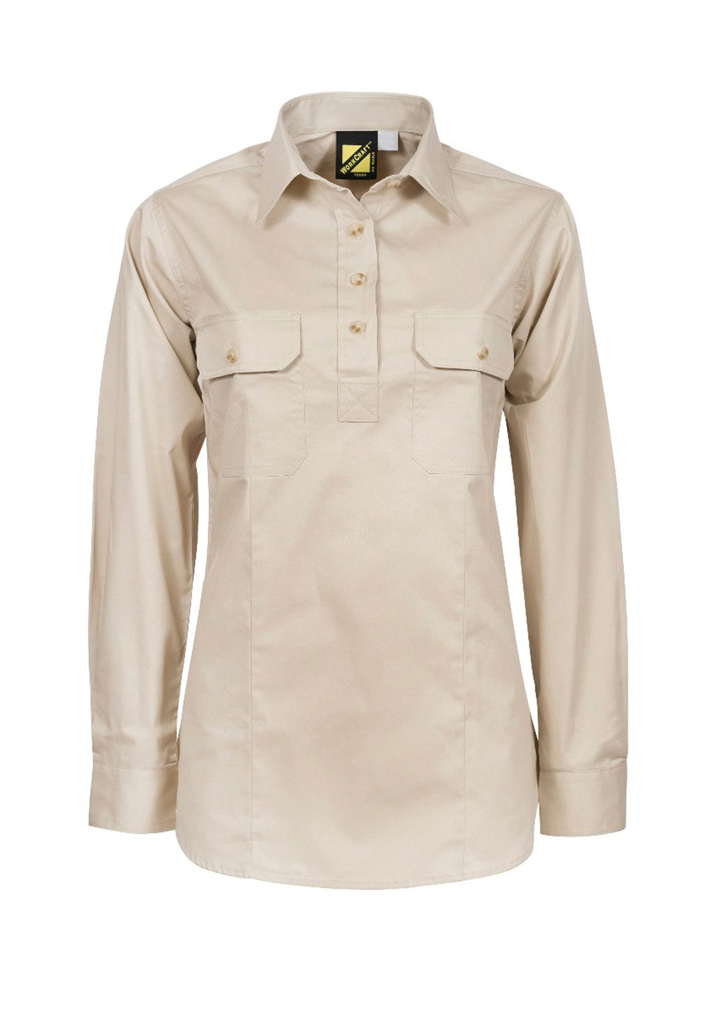 LADIES LIGHTWEIGHT LONG SLEEVE CLOSED FRONT COTTON DRILL SHIRT