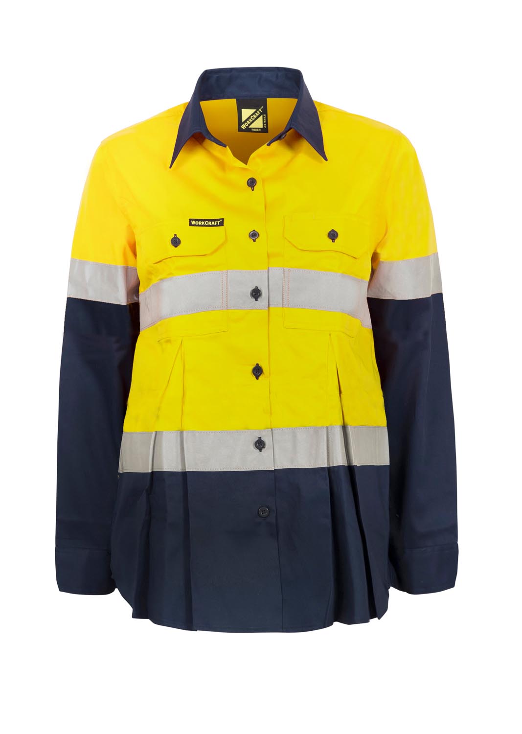 MATERNITY LIGHTWEIGHT HI VIS LONG SLEEVE VENTED REFLECTIVE COTTON DRILL SHIRT