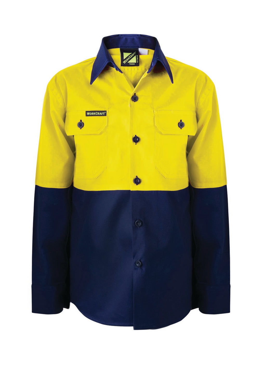 KIDS LIGHTWEIGHT HI VIS LONG SLEEVE COTTON DRILL SHIRT
