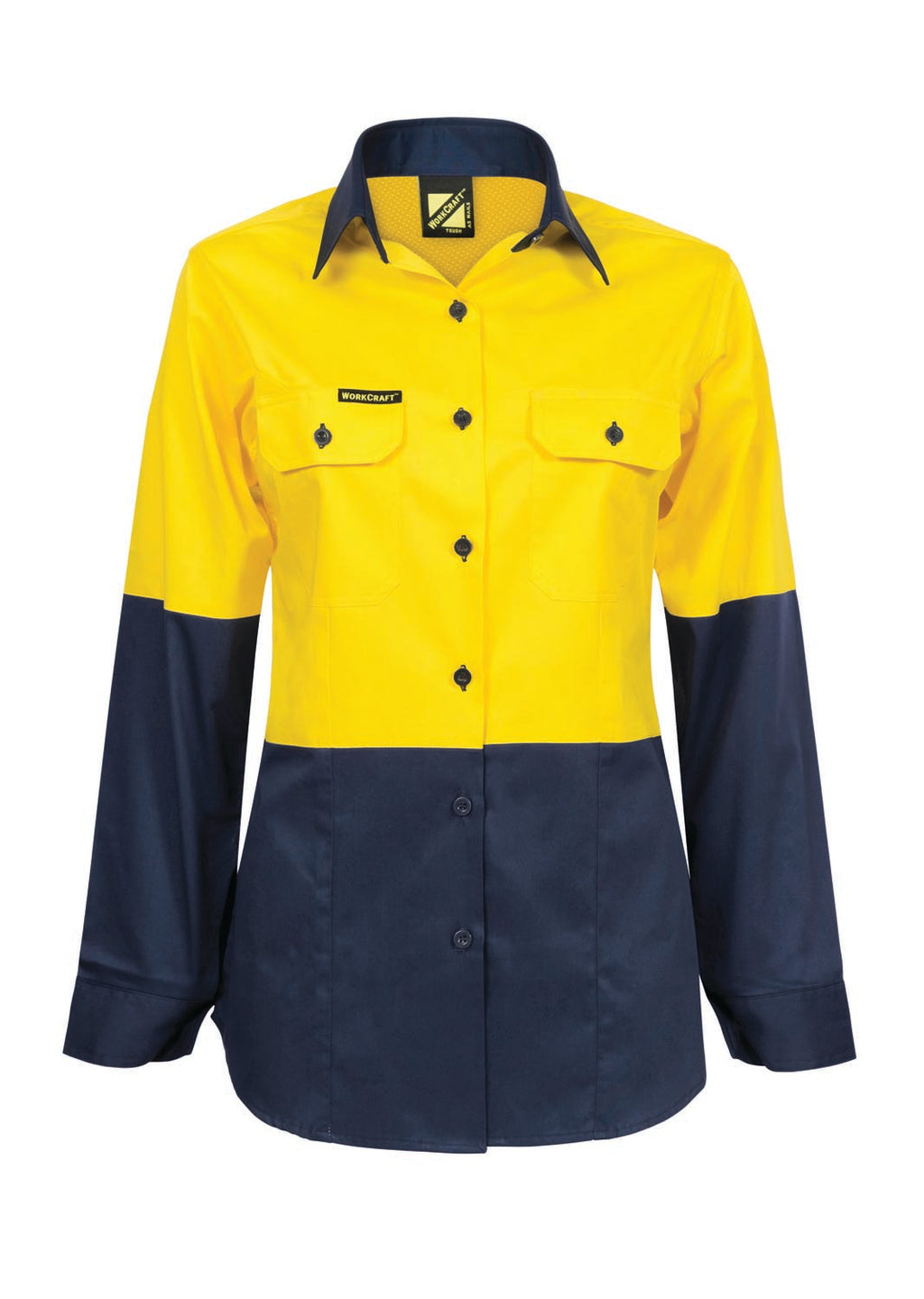 LADIES LIGHTWEIGHT HI VIS LONG SLEEVE VENTED COTTON DRILL SHIRT