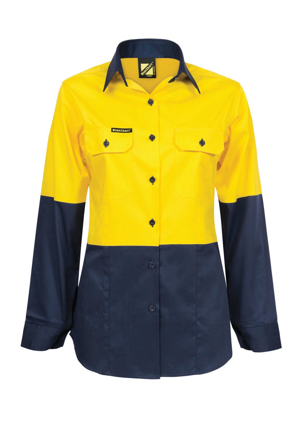 LADIES LIGHTWEIGHT HI VIS LONG SLEEVE VENTED COTTON DRILL SHIRT