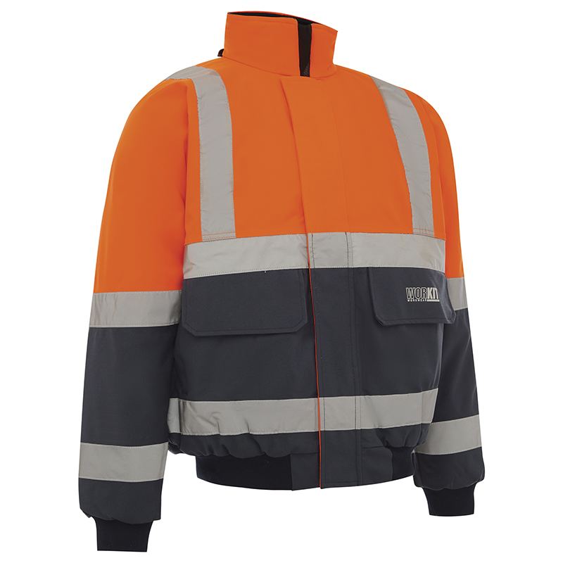 Hi Vis 2 Tone Wet Weather Bomber Taped Jacket Orange/Navy
