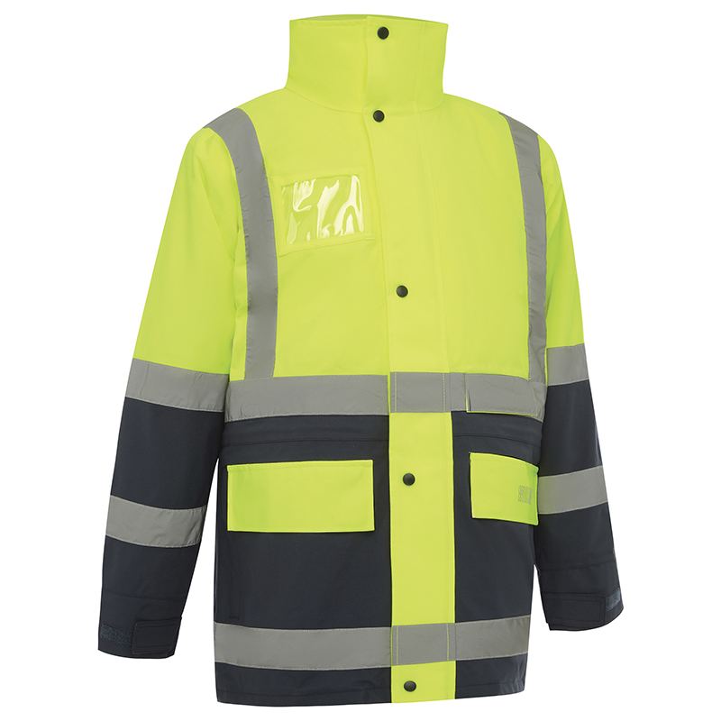 Hi Vis 2 Tone 5 In 1 Waterproof Biomotion Taped Jacket Yellow/Navy