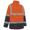 Hi Vis 2 Tone Waterproof Taped Rain Jacket Orange/Navy