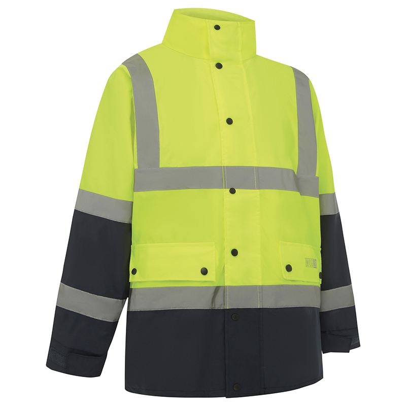Hi Vis 2 Tone Waterproof Taped Rain Jacket Yellow/Navy