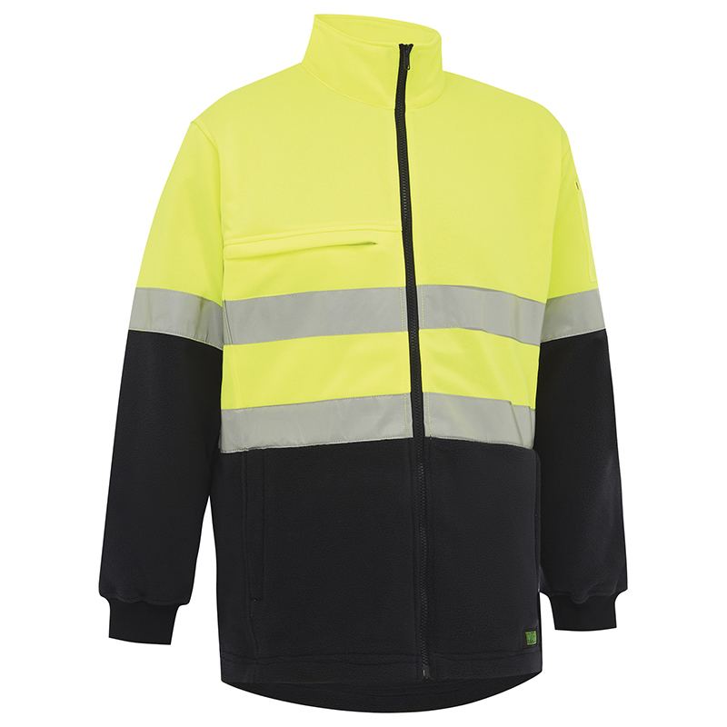 Hi Vis 2 Tone Zip Through Taped Fleece Jumper Yellow/Navy