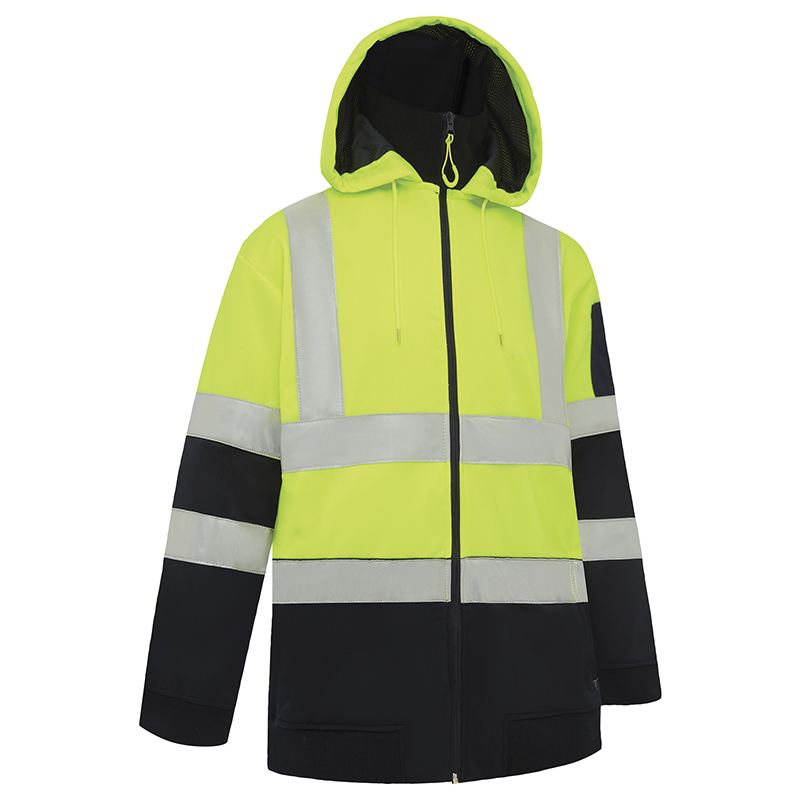 Hi Vis 2 Tone Full Zip Tech Fleece Taped Hoodie Yellow/Navy