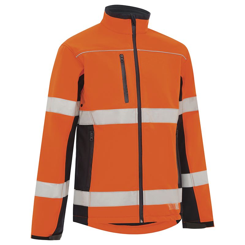 Hi Vis Biomotion Taped Softshell Jacket Orange/Navy