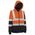 Hi Vis Womens Full Zip Tech Fleece Taped Hoodie Orange/Navy